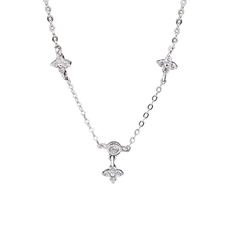 Collier de trèfle en argent sterling pour femmes zircon