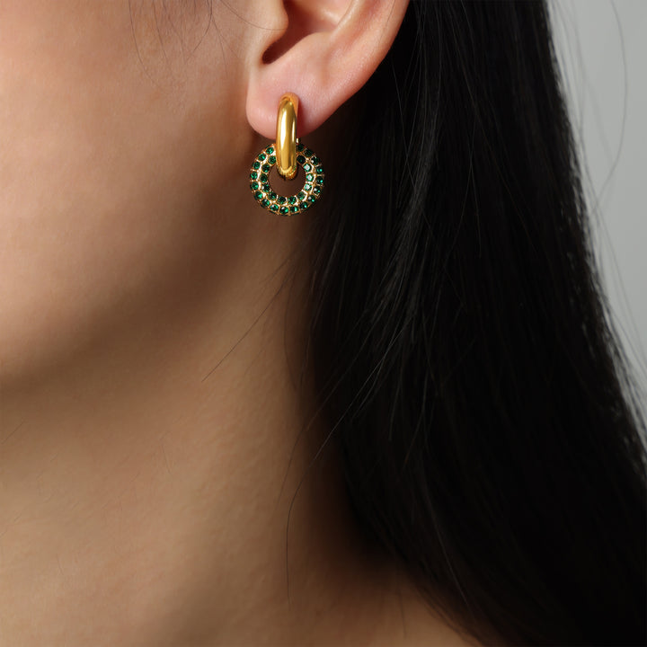 Hochwertige leichte luxuriöse Persönlichkeit Titanium Stahl vergoldete Diamant runde vielseitige Ohrringe