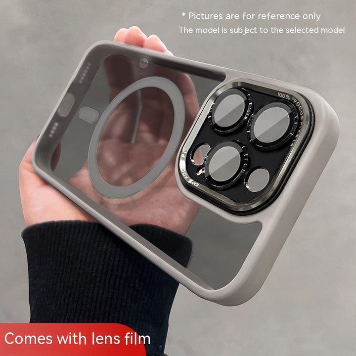 A caixa de telefone magnética vem com o protetor de lentes transparente resistente à queda