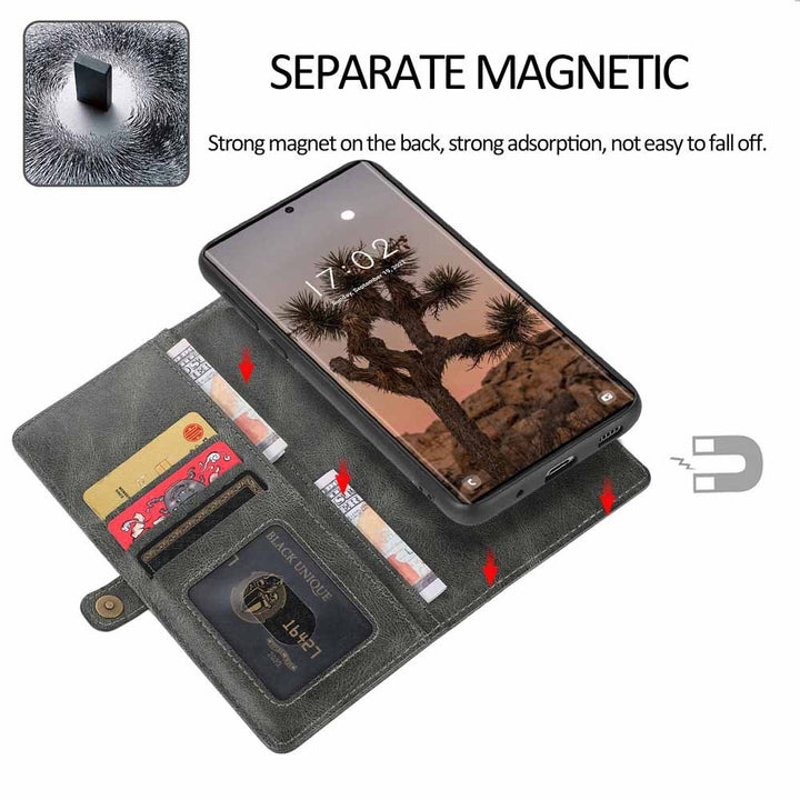 Étui de téléphone d'aspiration magnétique à motif fou en cuir à cuir multi-cartes