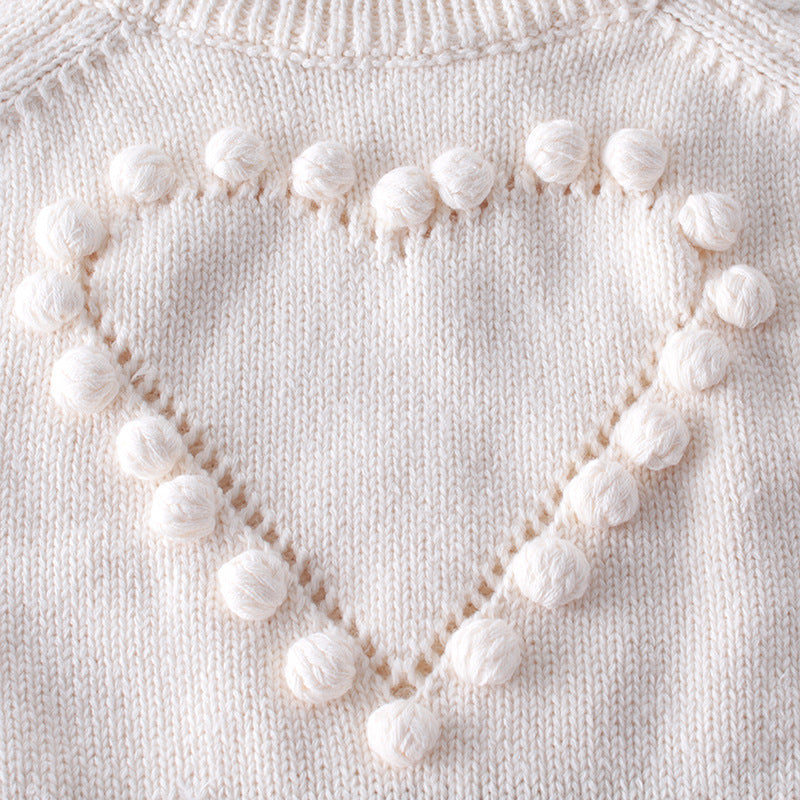 Baby baby handgemaakte liefde trui gebreide wol met lange mouw bodysuit