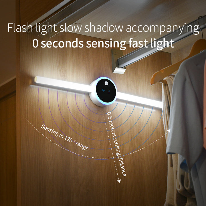 Akıllı Dolap Işık Saati Zamanlama Sensörü Işık Çıkarılabilir LED Gardırop Işık Manuel Süpürme Anahtarı Işık