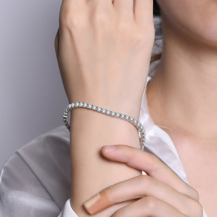 S925 Silver Mosan Diamond Bracelet femelle