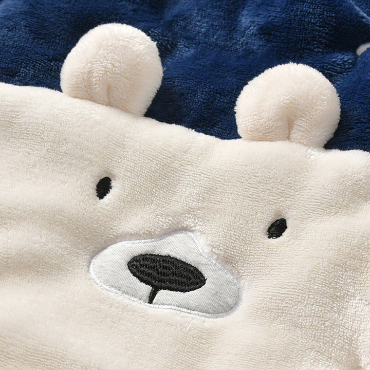 Niedźwiedź haftowany z kapturem romper