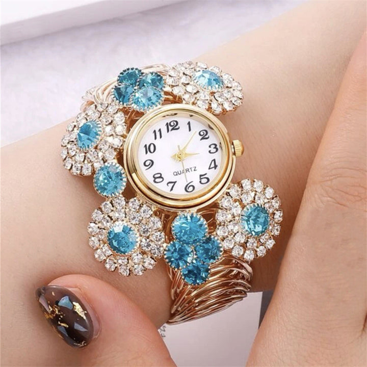 Inclado Rhinestone Starry Starry Feminino Feminino Elegante Acessível Luxo Quartz Watch