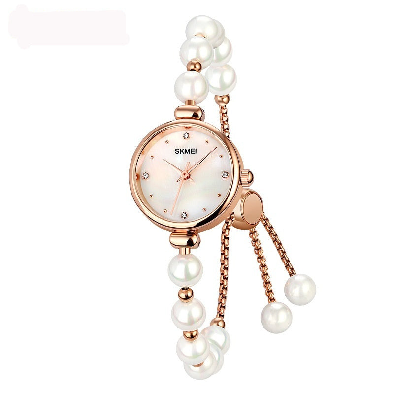 Mode All-Match Elegant Damen Quartz Watch Pearl Natursteingurt Armband Uhr