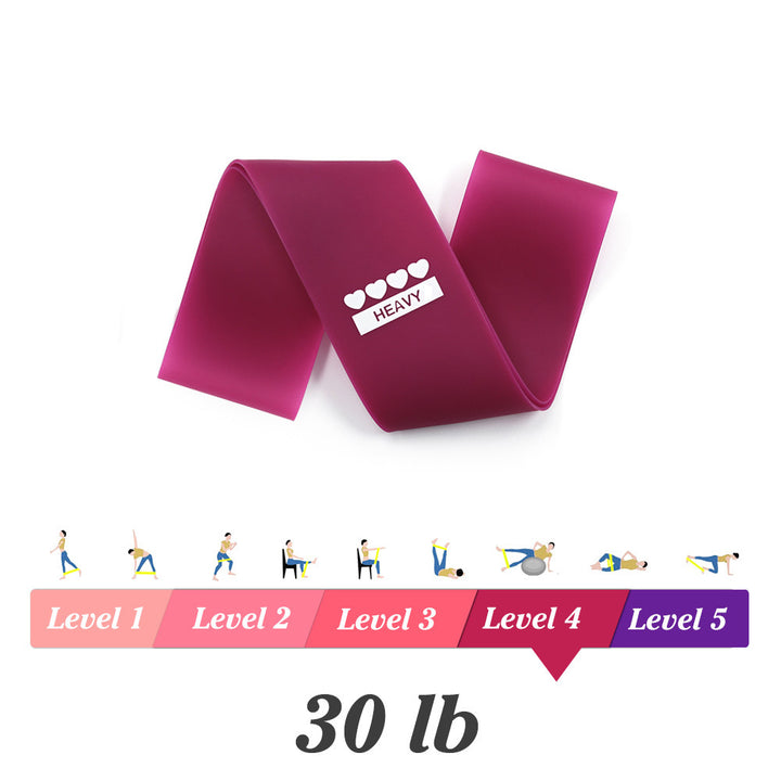 Gandas de goma de resistencia de yoga Equipo de condición física exterior 0.35 mm-1.1 mm Pilates Sport Training Bands elásticos