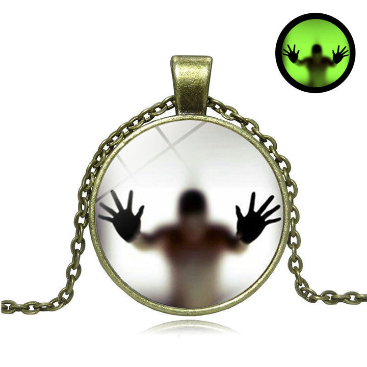 Rundt lysende halskjede Halloween Personality Clavicle Pendant Vintage Sweater Chain Fashion Jewelry Accessories