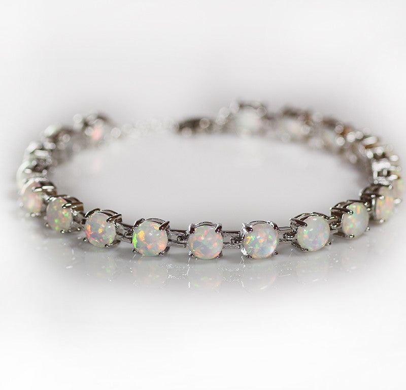 Sølvbelagt oval opal armbånd kvinners smykker