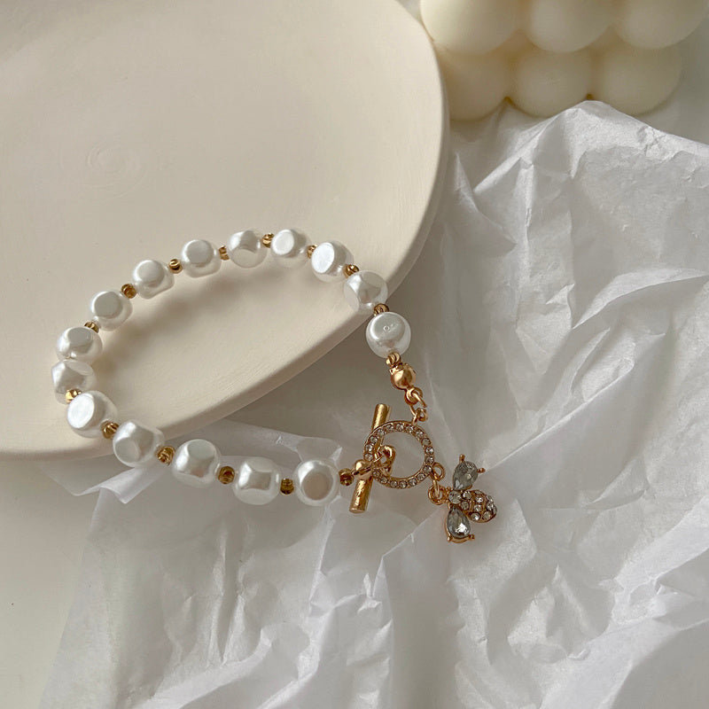 Klassieke mode natuursteen parel hanger armband voor vrouw prachtige lucky manchet armband jubileum cadeau luxe sieraden