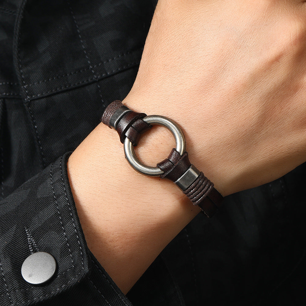 Bracelet en cuir tressé multi-couches de la mode de mode pour hommes de la mode