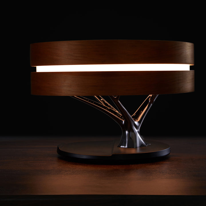 Okrągła inteligentna muzyka głośnik Bluetooth Lampa łóżka WiFi drzewo koła LED LED bezprzewodowe ładowanie do salonu