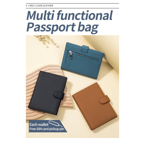 Sac de passeport ultra-mince en cuir RFID multifonctionnel