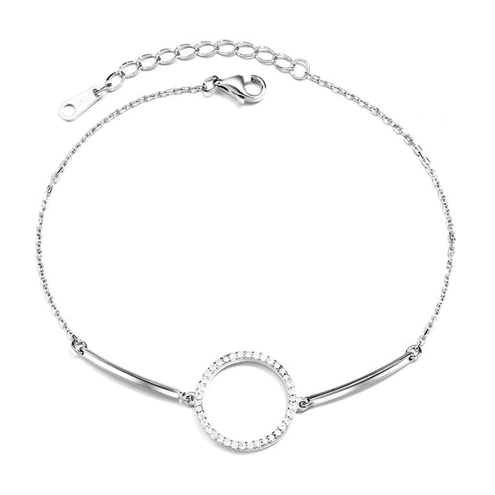 East Gate of South Korea S925 sterling silver simple cold wind Circle Bracelet female Korean style slightly inlaid round Bracelet