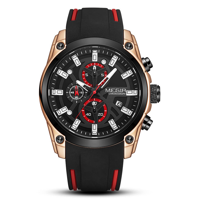 Multifunktion Timing Sports Silicone Men's Quartz Sports Watch