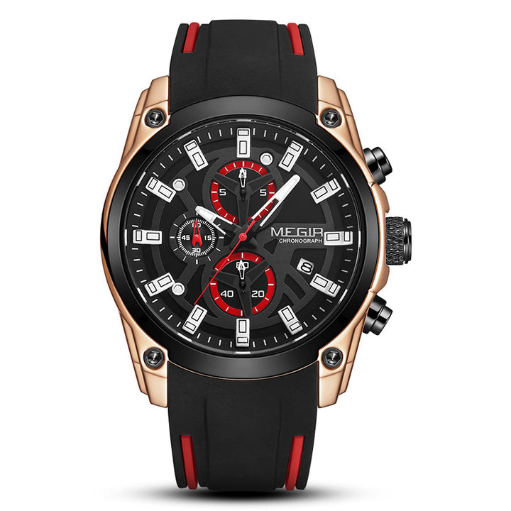 Multifunctionele timing Sports Silicone Men's Quartz Sports Watch