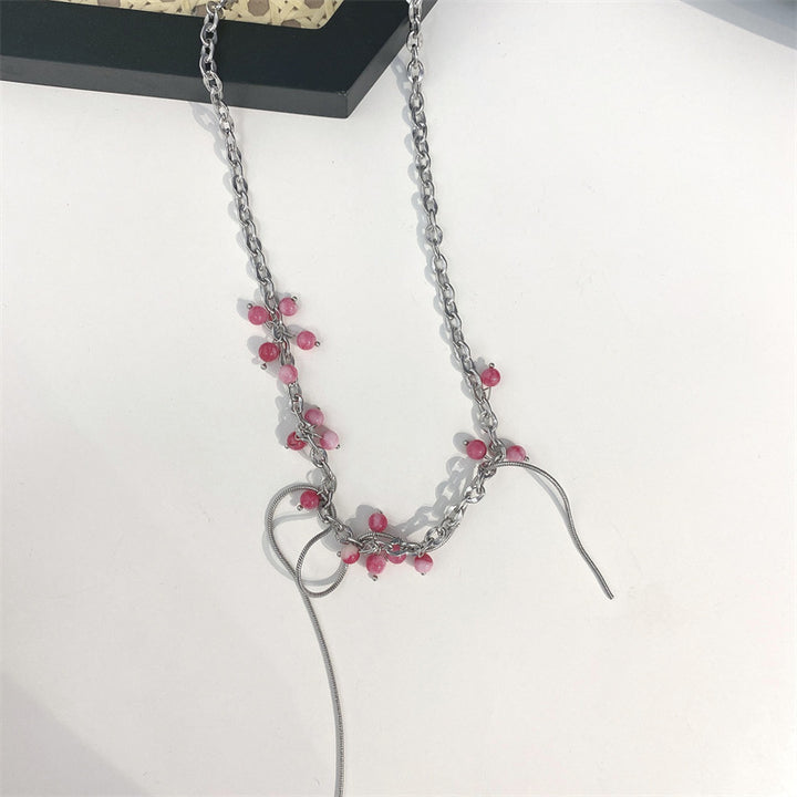 Design Tassel Clavicle Chain Punk Style Gradient Peach Winding Necklace All-match Necklace Female