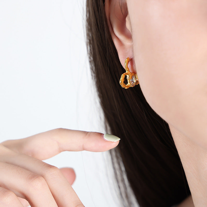 Boucles d'oreilles de forage en verre en forme de cœur de la mode pour femmes