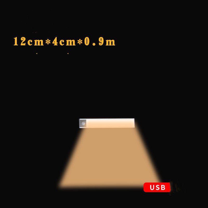 Senzor de mișcare LED sub dulap ușoară USB Garderobă reîncărcabilă Lumina de noapte pentru bucătărie pentru lămpi de perete interior