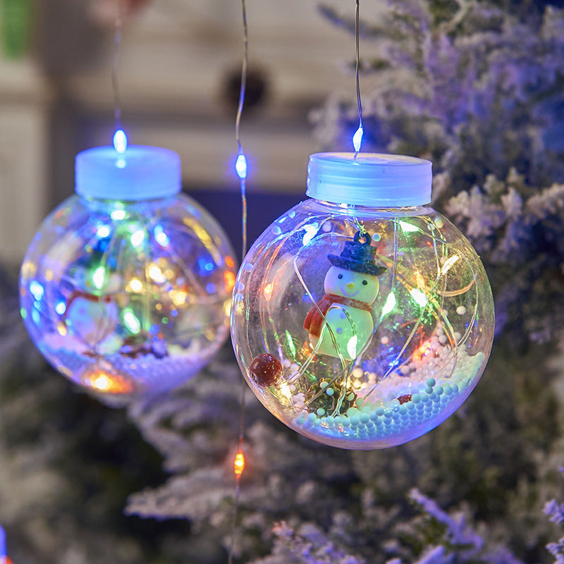 10pcs LED Weihnachtsvorhang Lampe Feen Schneemann Wunsch Ball Lamp String Weihnachtsfenster Dekoration Weihnachtslichtraum