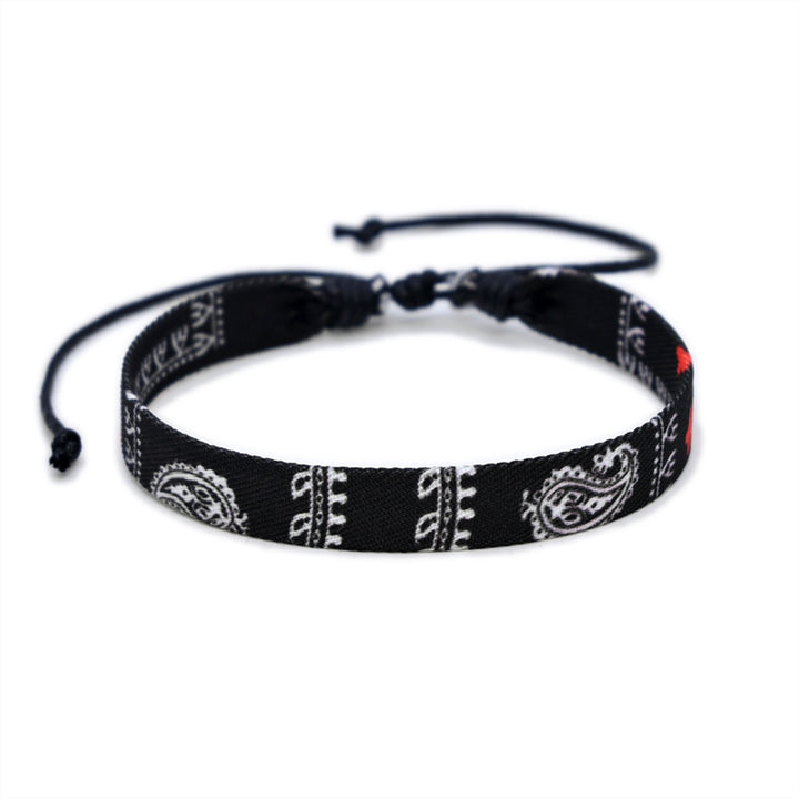 Brazalete de estilo étnico pulsera de tela tejida a mano