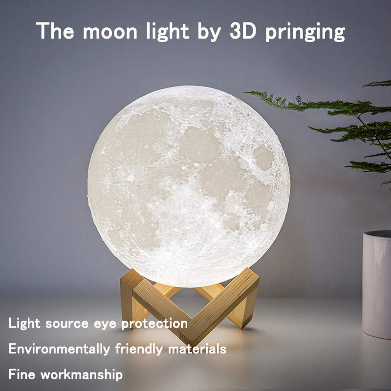 LED NIGHT LAMINES LAMPE LAMPE 3D Impression Moonlight Tiètement Dimmable Dimmable Rechargeable Table de chevet Lampe LEDS ENFANTS LEDS ENFANT