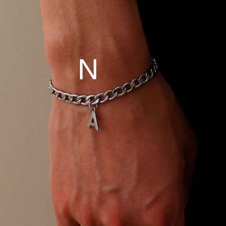 Lettre simple bracelet en acier titane mode masculin