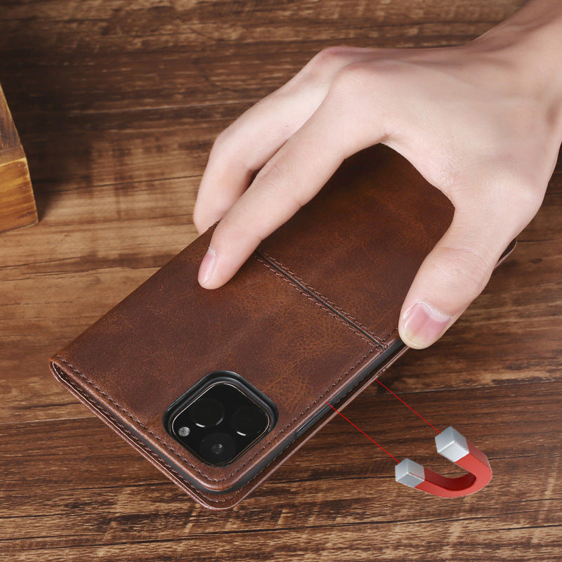 Leather Case, mobiele telefoonhoes met magnetische houder