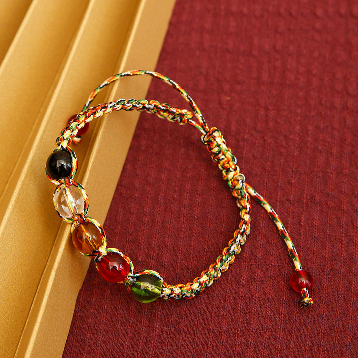 Vijfkleuren snaar armband kleurrijk touw vijf kralenkleur