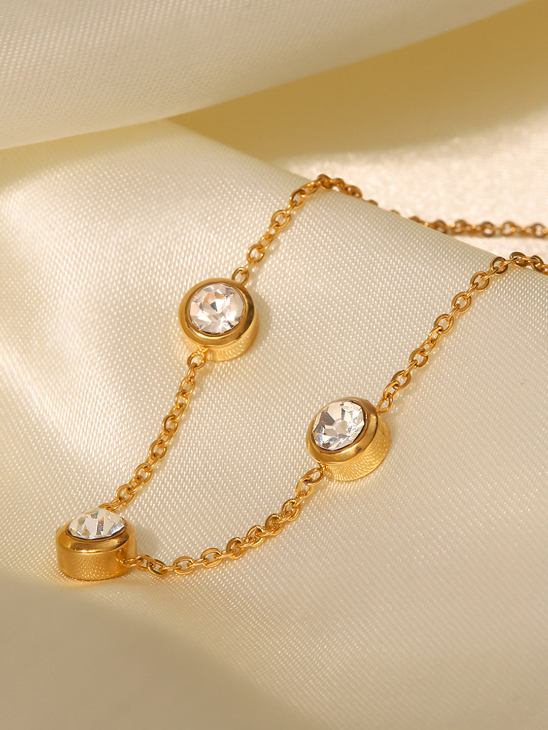 Мода 18 тыс. Золотано покрытая круглой цирконой браслет из нержавеющей стали