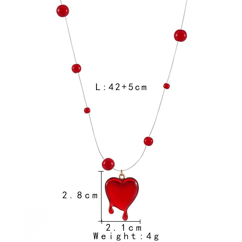 Fashion Halloween Red Love Blood Drop perles Collier