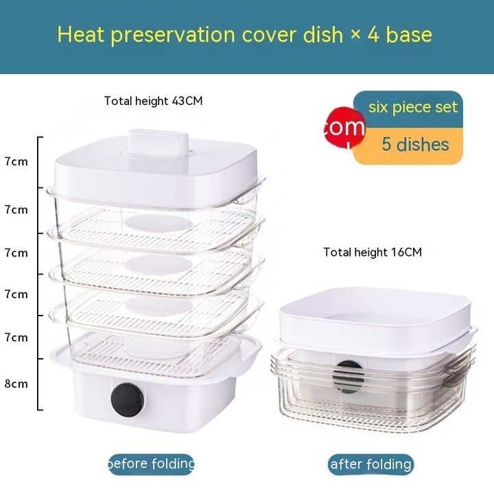 Multi-Layer Dish Cover Hitze Konservierung Küchenabdeckung Esstisch übrig gebliebener Aufbewahrungsbox transparenter Stapel Kochhaube Dampfer