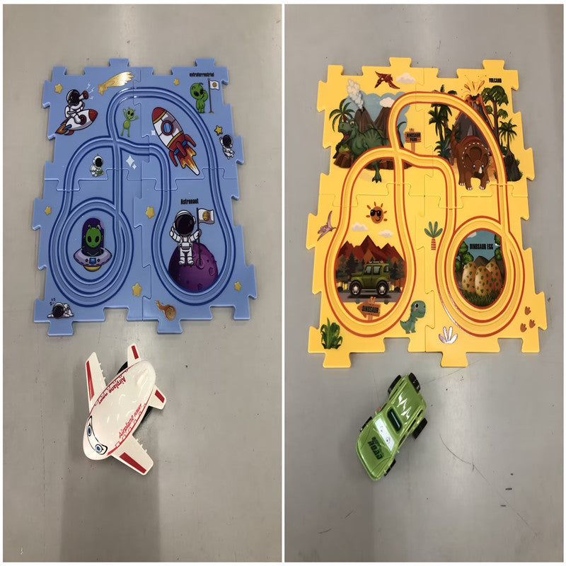 Детские головоломки электрический железнодорожный спидец DIY Сборка электромобиль Автоматическое железнодорожное городское сцена строительство