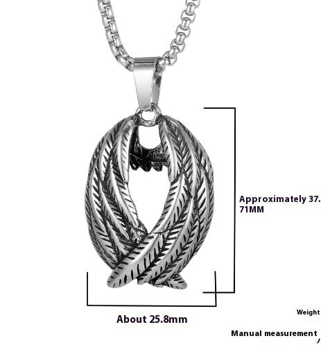 Necklace Stainless Steel Wings Men's Pendant Light Personality Trendy Women Sweater Chain