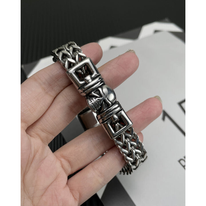 Brazalete de acero de titanio retro hip hop para hombres