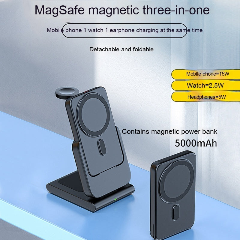 Magnetic Power Bank Three-in-one Removable Folding With Bracket