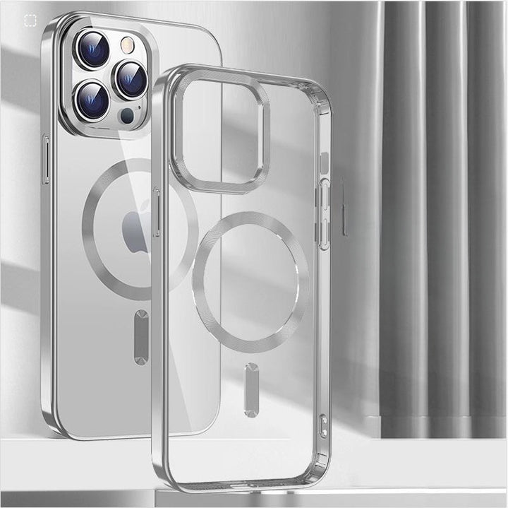 NOUVEAU Étui de téléphone transparent magnétique électroplate