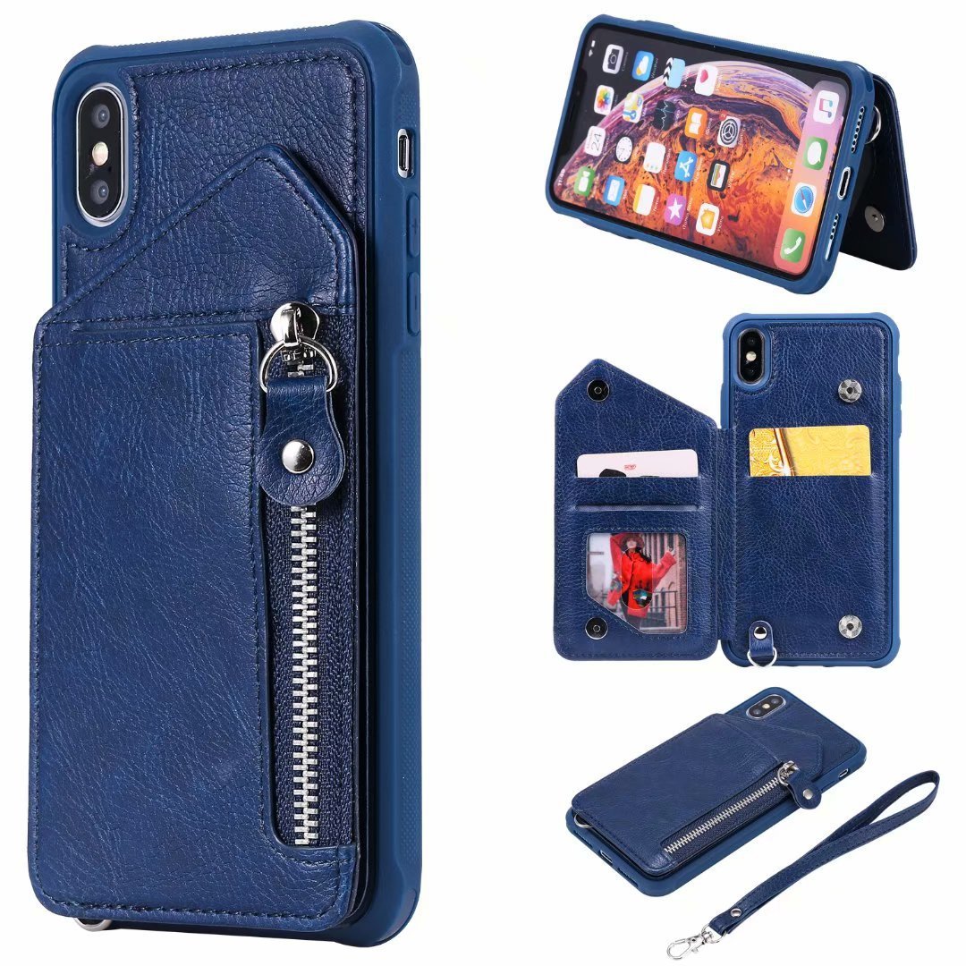 Zipper Wallet Case With Stand Tpu Anti-fall Shell