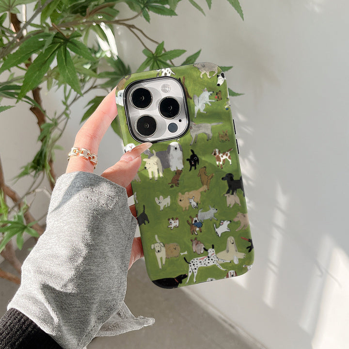 Personnalité de la mode Case de téléphone pour chiens de fond vert