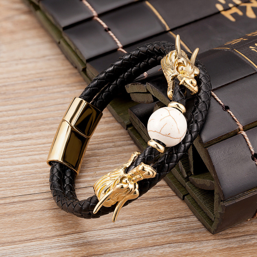 Fashion Double Layer Woven Leather String Chinese Faucet Bracelet
