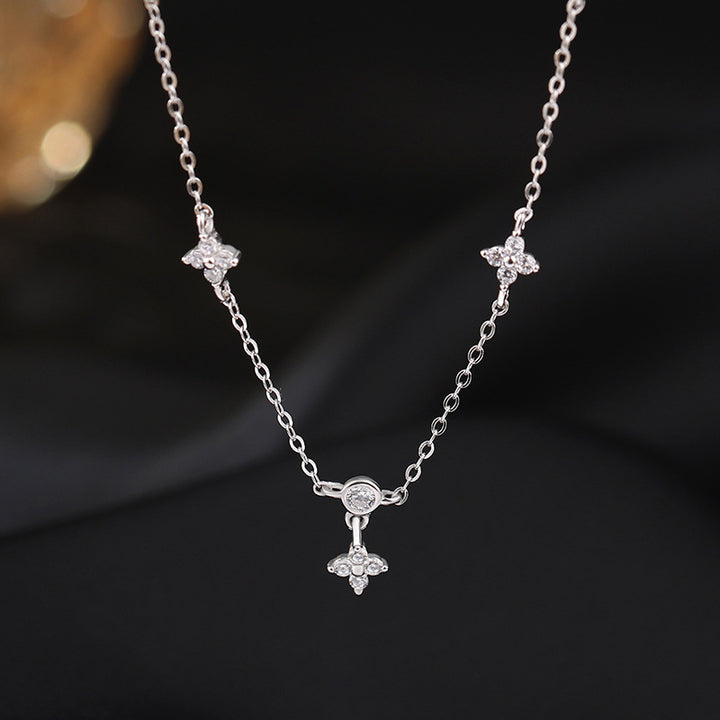 Collier de trèfle en argent sterling pour femmes zircon