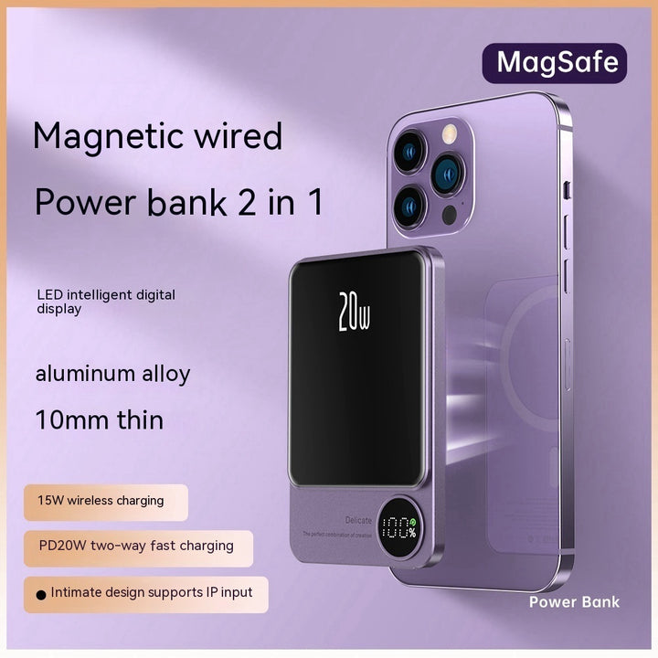 Bærbar trådløs magnetisk ultra-tynn mobil strømforsyning