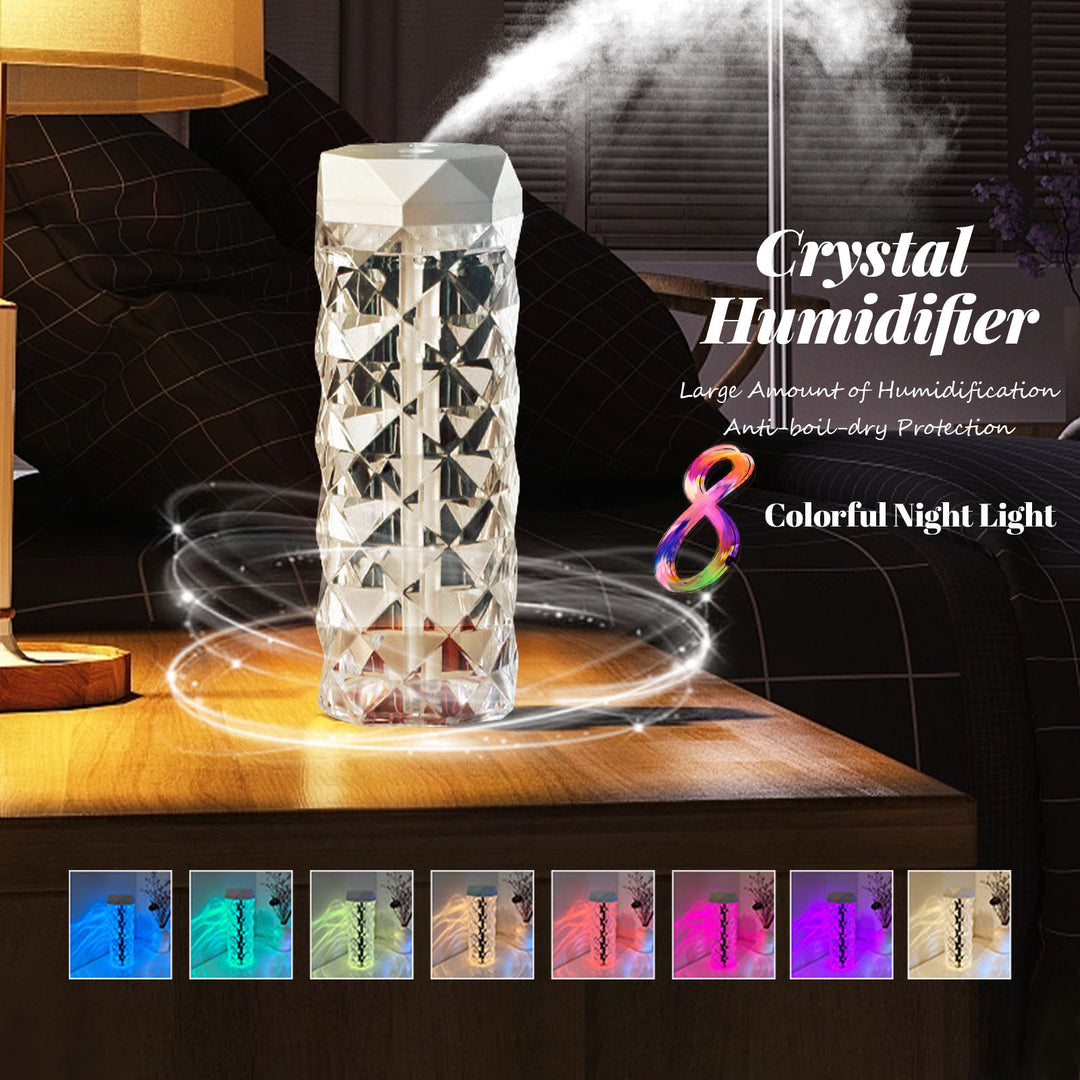 Kristallilamppu Ilma kostuttimen väri Night Light Touch Lamppu viileällä sumuvalmisteella sumua LED -ilmakehän huoneen sisustus kodinsisustusvalot