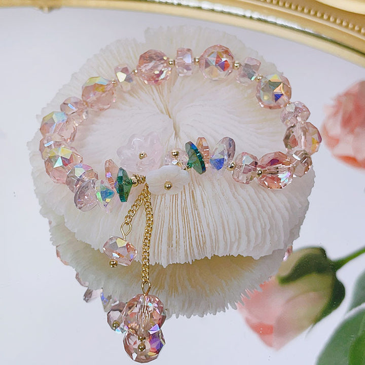 Big Petal Colorful Flower Crystal Bracelet Fashion