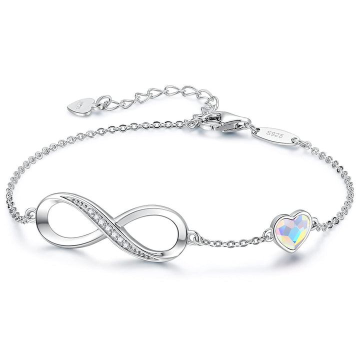 Classic Heart-shaped Zircon Eternal Bracelet Women's Unlimited Love Eight Words