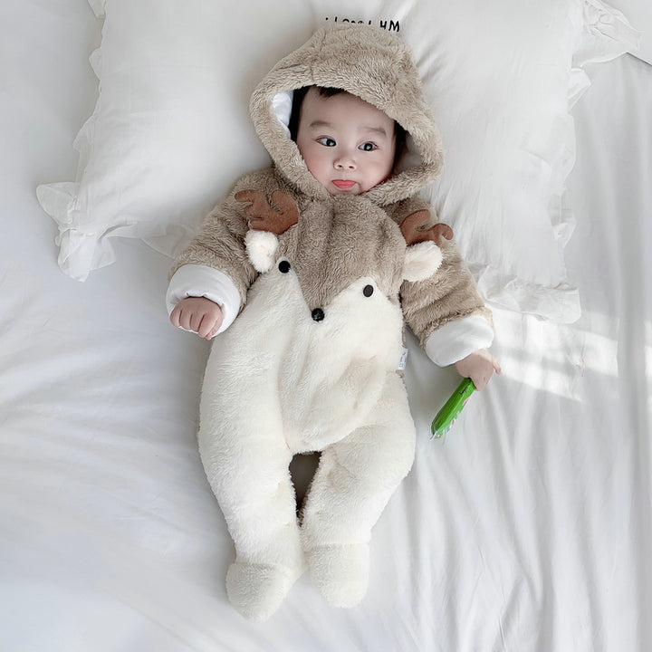 Baby onesies, uit kleding, plus fluweel gewatteerde dikke knuffels katoenen kleding voeten