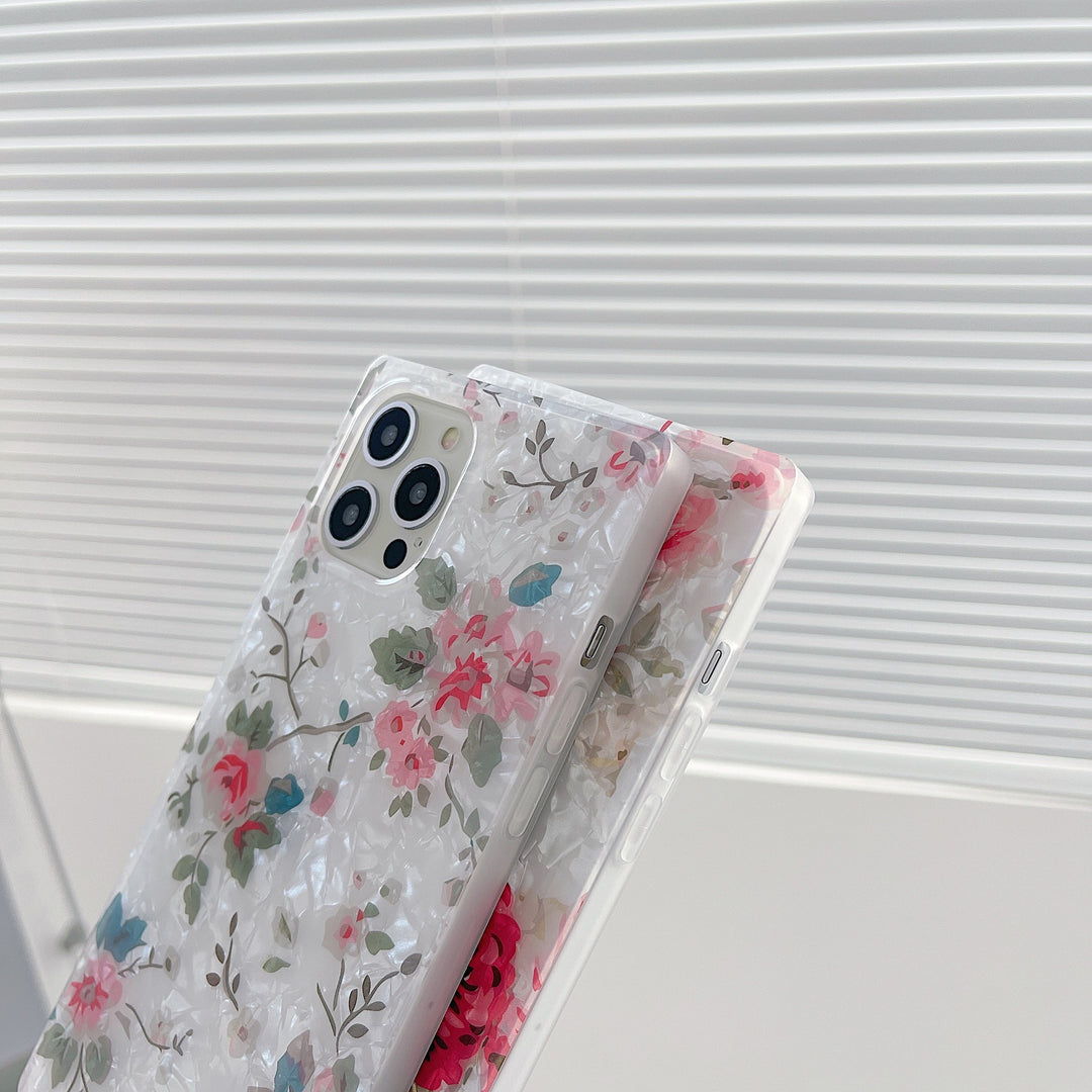 Ретро -квадратный раковина цветочного шаблона телефона телефона