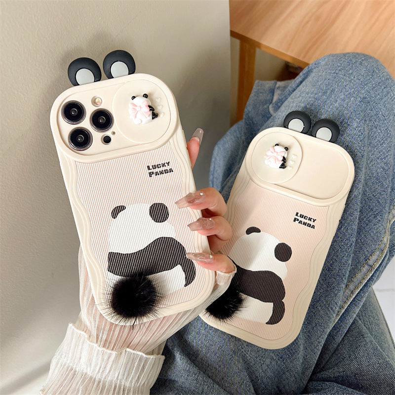 Harige panda telefoonhoesje schattige beschermende cover