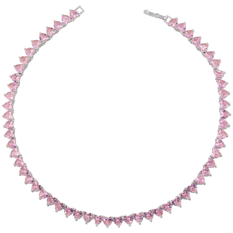 Micro-inlaid Diamond Peach Heart Bracelet Necklace Heart Shaped Love