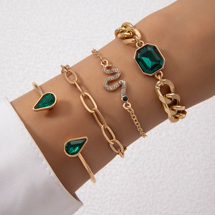 Bracelet de bracelet en diamant vert mode bracelet multicouche